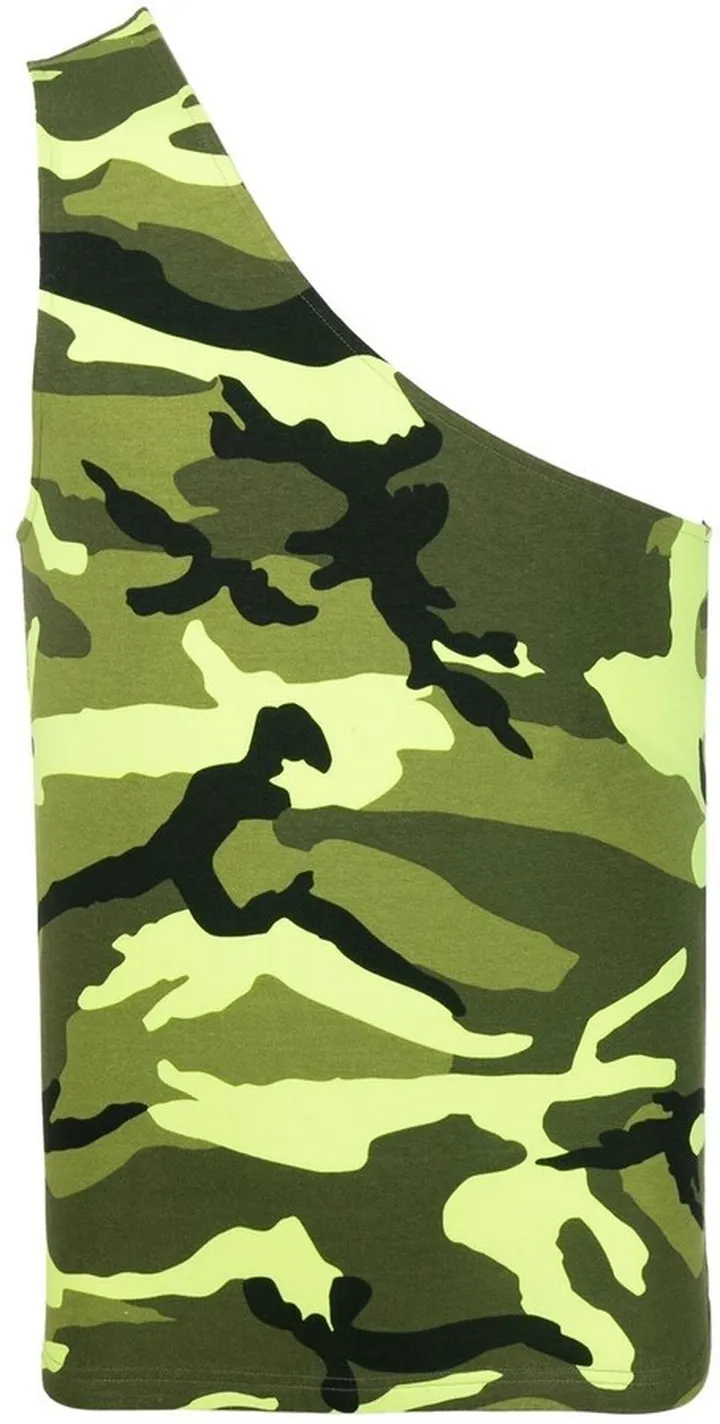 Asymmetric Camouflage-Print Tank Top
