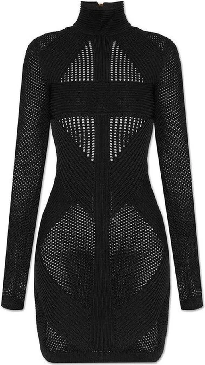 Balmain Back Zipped Turtleneck Mini Dress