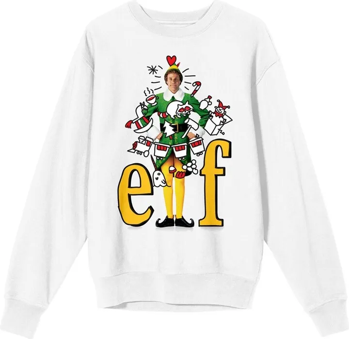 Elf Sketch Art Women's White Long Sleeve Sweatshirt-Small