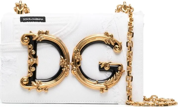 Logo-Plaque Denim Shoulder Bag
