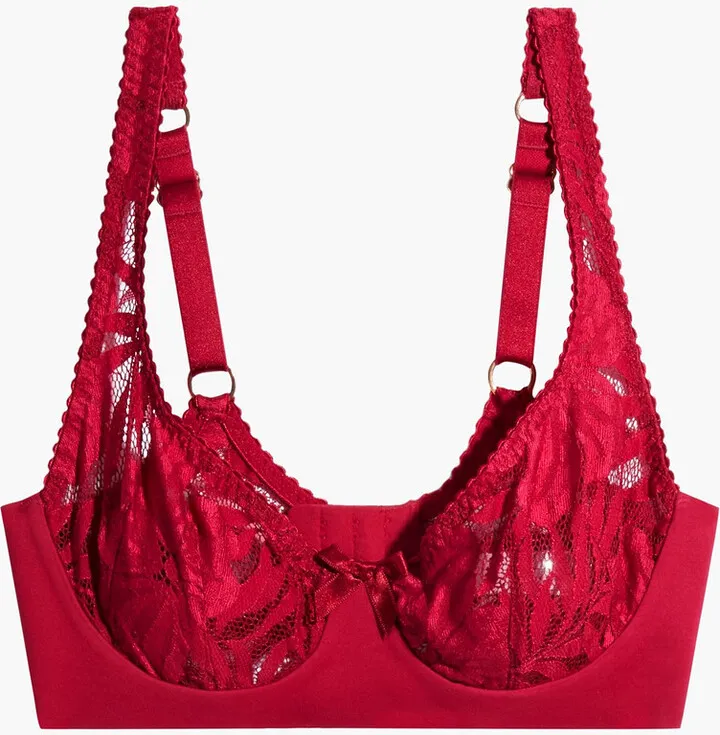 Audrey stretch-lace and jersey underwired bra