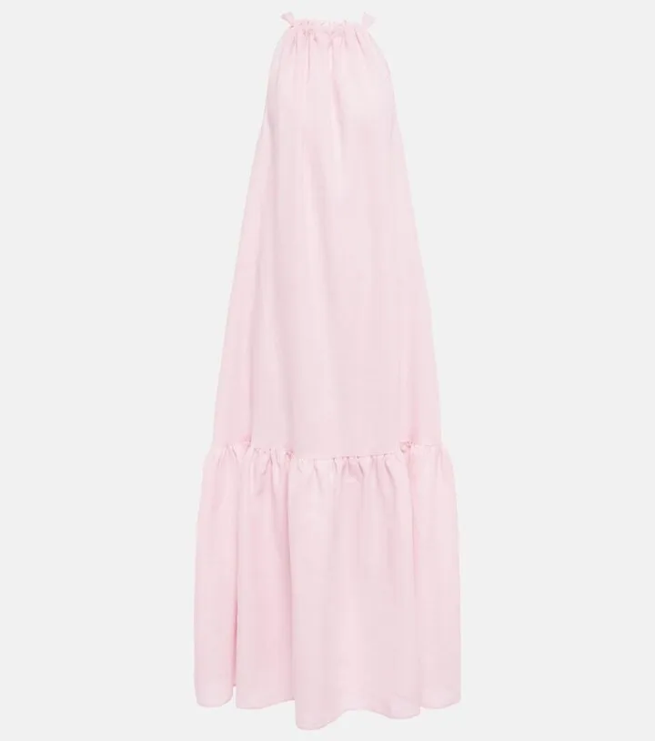 Ibiza halterneck linen maxi dress