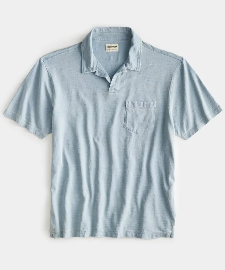 Indigo Montauk Polo In Heavy Bleach Indigo