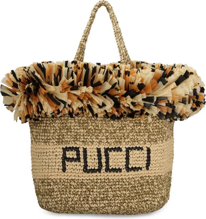 Fringed Raffia Tote Bag