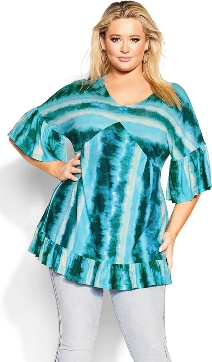 AVENUE | Women's Plus Size Harlen Tunic - turquoise - 16W