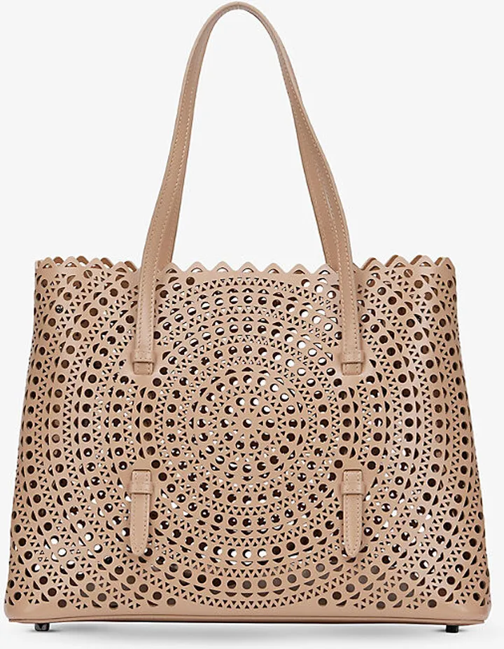 Noir Mina Laser-cut Leather Tote bag