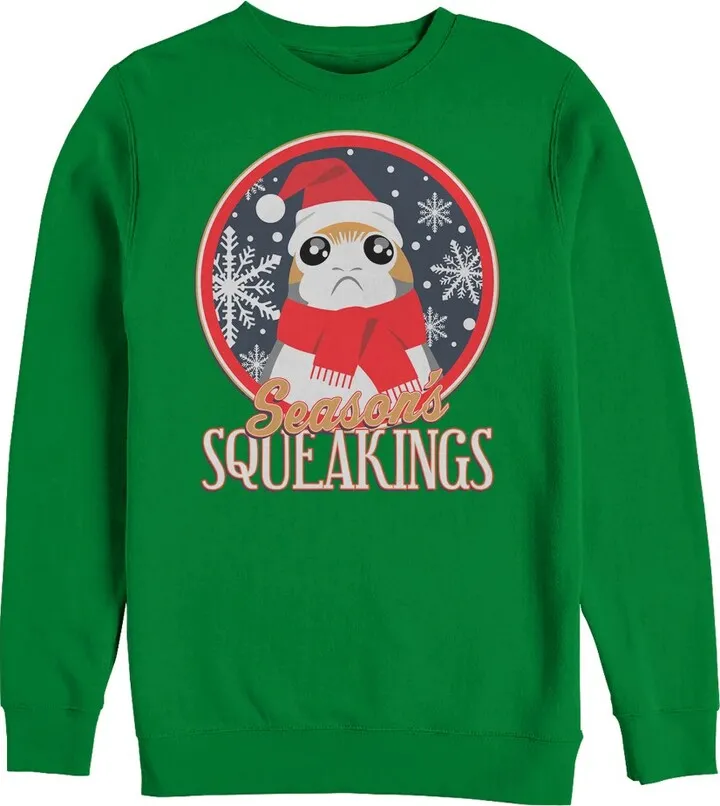 Men's Star Wars The Last Jedi Season Squeakings Porg Sweatshirt - Kelly Green - Large