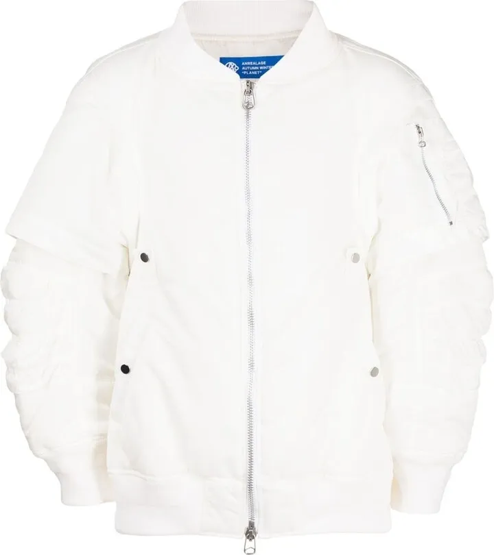 Oversized Ruffle-Detail Bomber Jacket