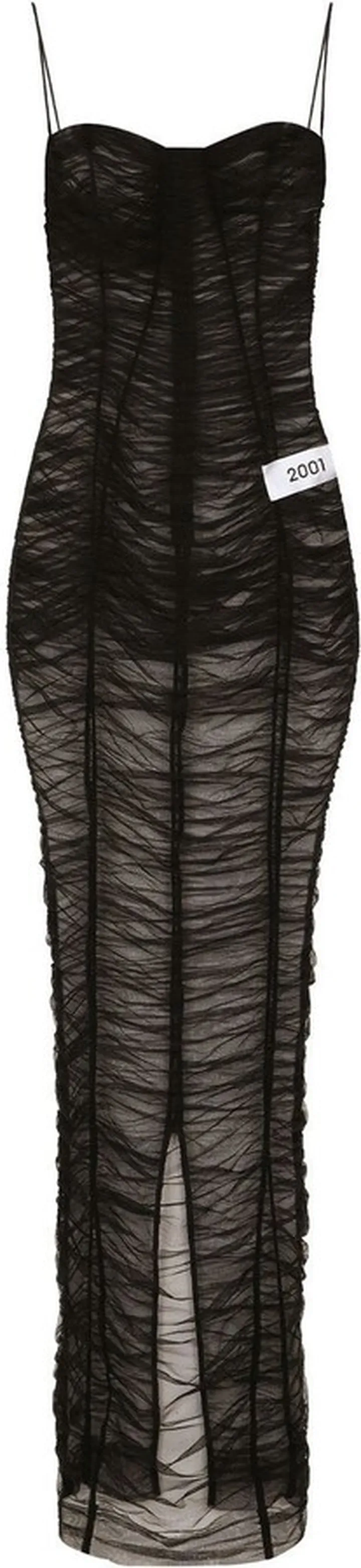 KIM DOLCE&GABBANA gathered-detail sheer maxi dress