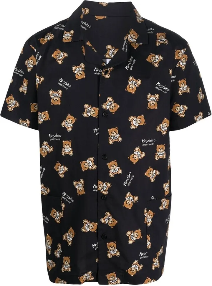 Teddy Bear motif cotton pyjama shirt