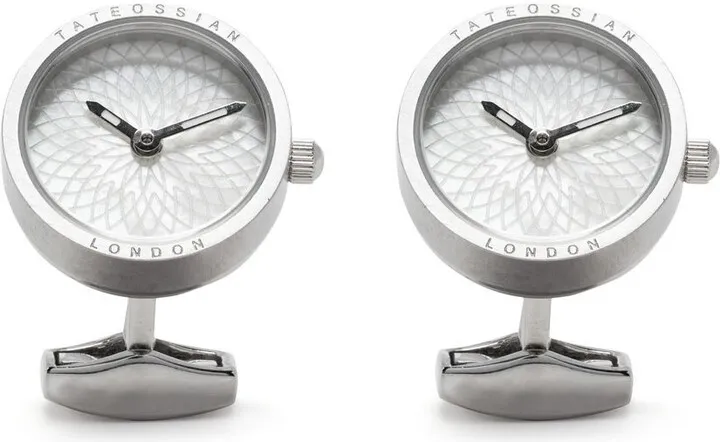 Clock-Design Silver-Plated Cufflinks