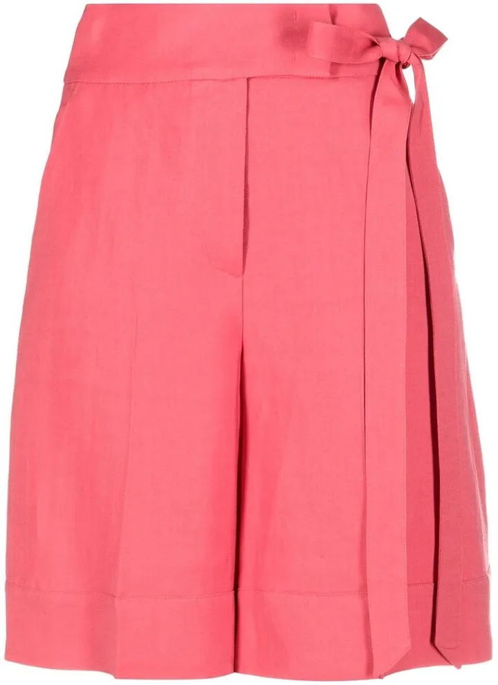 Tie-Waist Straight-Leg Shorts