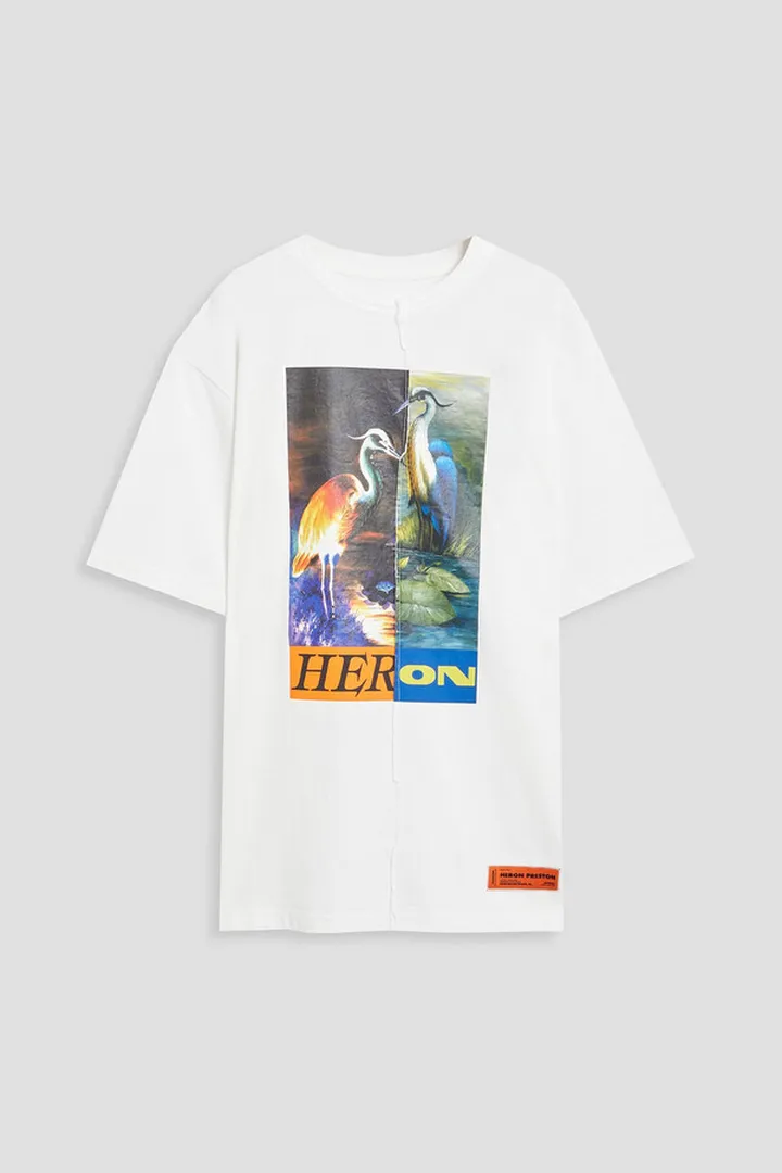 Oversized paneled printed cotton-jersey T-shirt