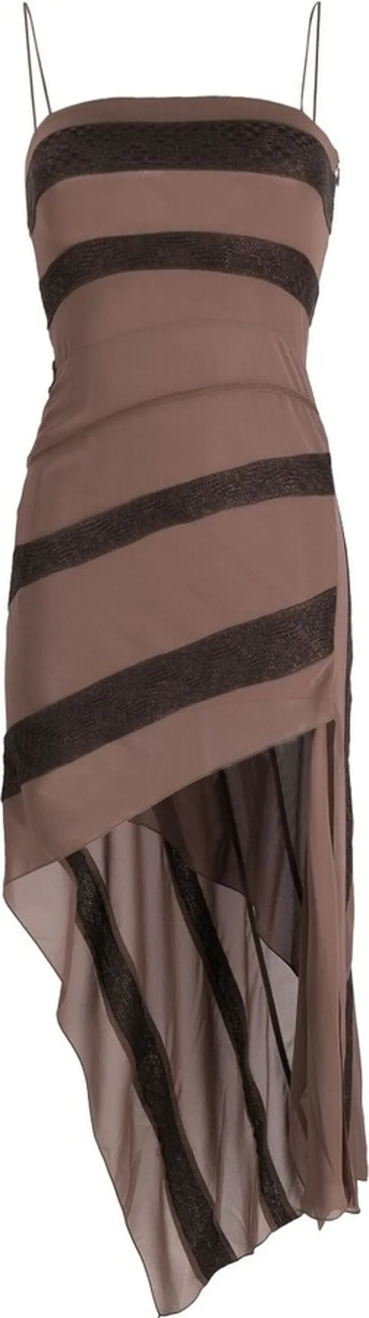 Asymmetric Striped Slip Dress