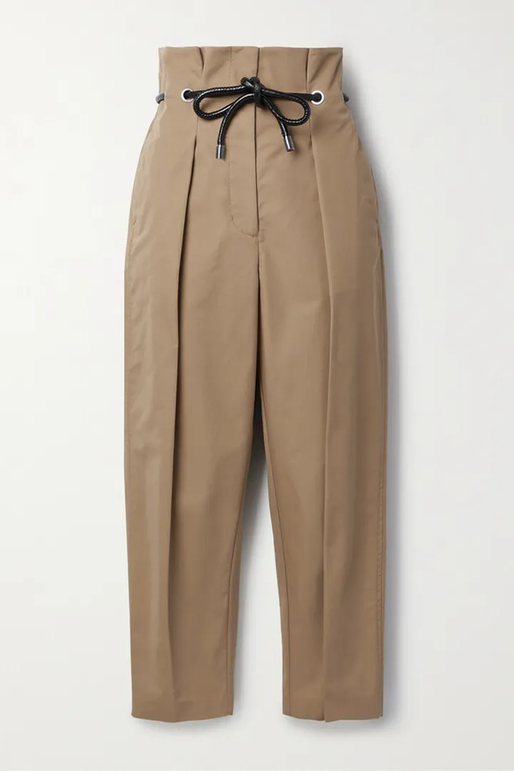 3.1 Phillip Lim - Origami Belted Pleated Cotton-blend Straight-leg Pants - Neutrals