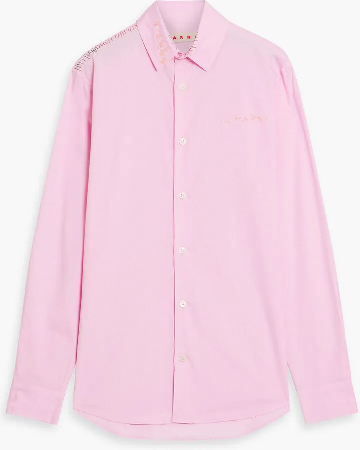 Embroidered cotton-poplin shirt
