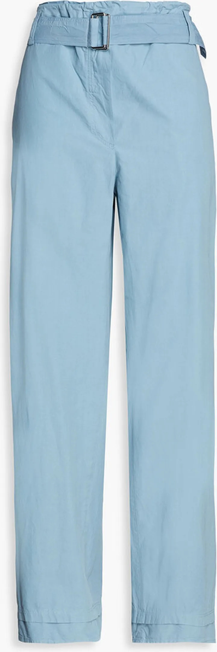 Belted cotton-poplin wide-leg pants