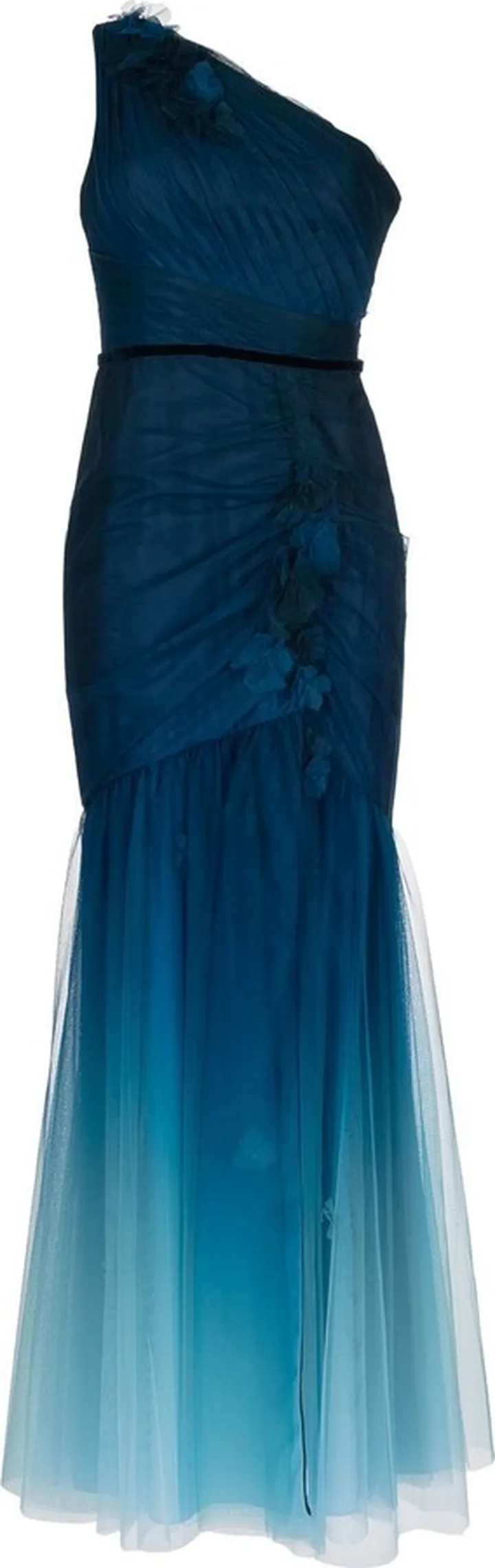 Ombré-Effect One-Shoulder Gown
