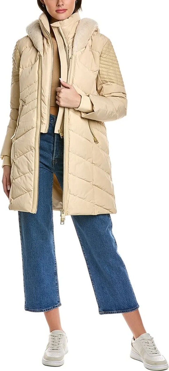 Nb Series By Nicole Benisti Cortina Leather-Trim Down Coat