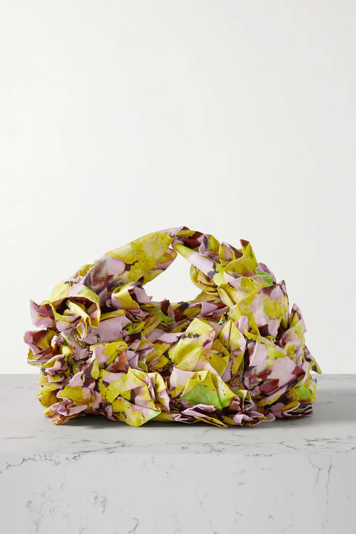 Dries Van Noten - Ruffled Floral-print Crepe Tote - Yellow