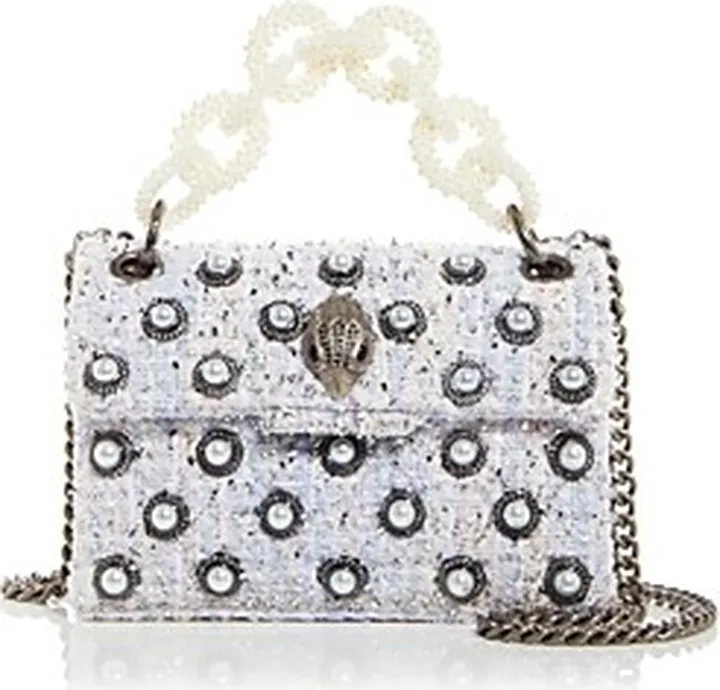 Kurt Geiger London Kensington Mini Tweed Faux Pearl Embellished Crossbody