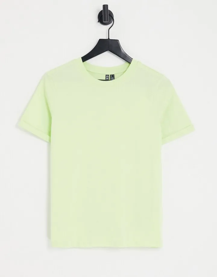 Pieces cotton crew neck t-shirt in green - LGREEN