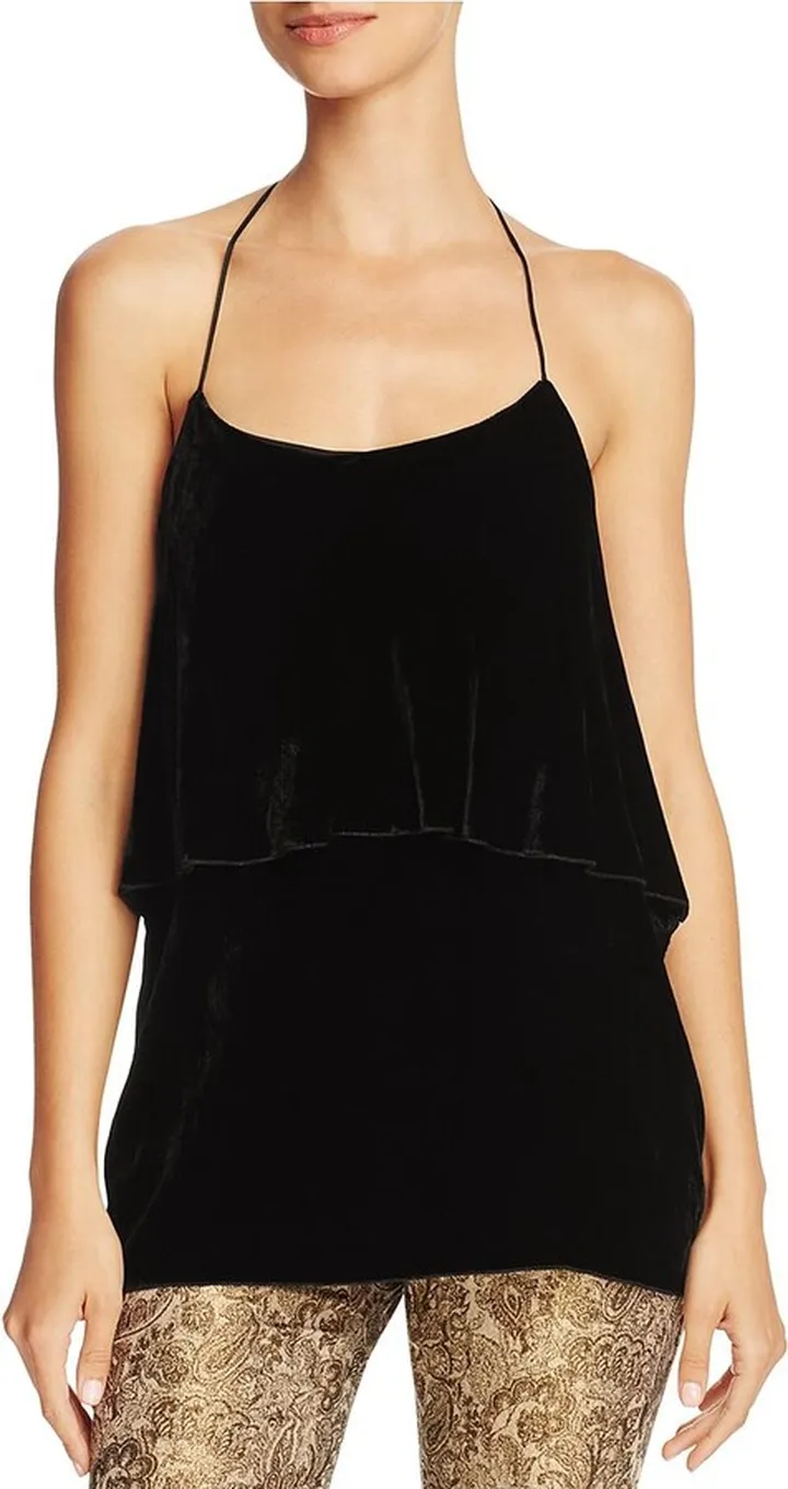 Womens Tiered Velvet Halter Top