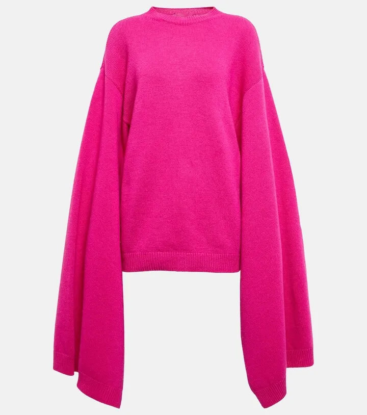 Cape-sleeve virgin wool sweater
