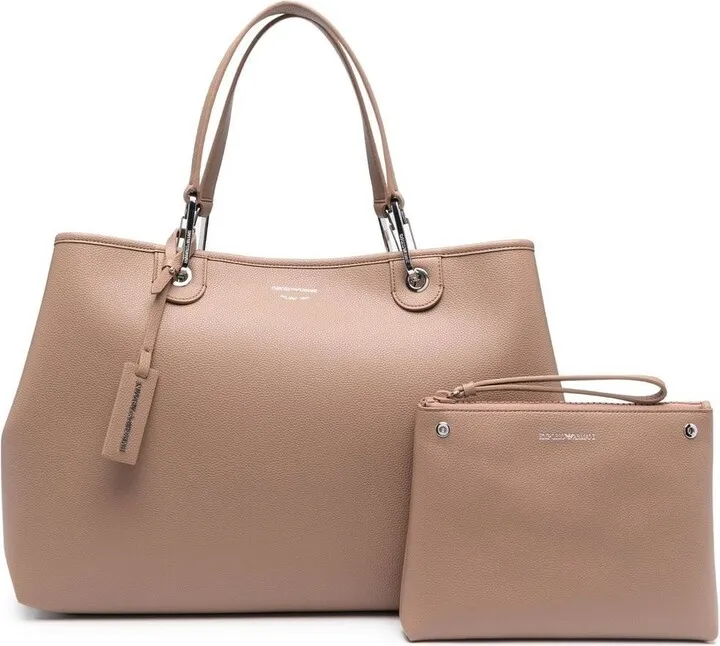 Engraved-Logo Leather Tote
