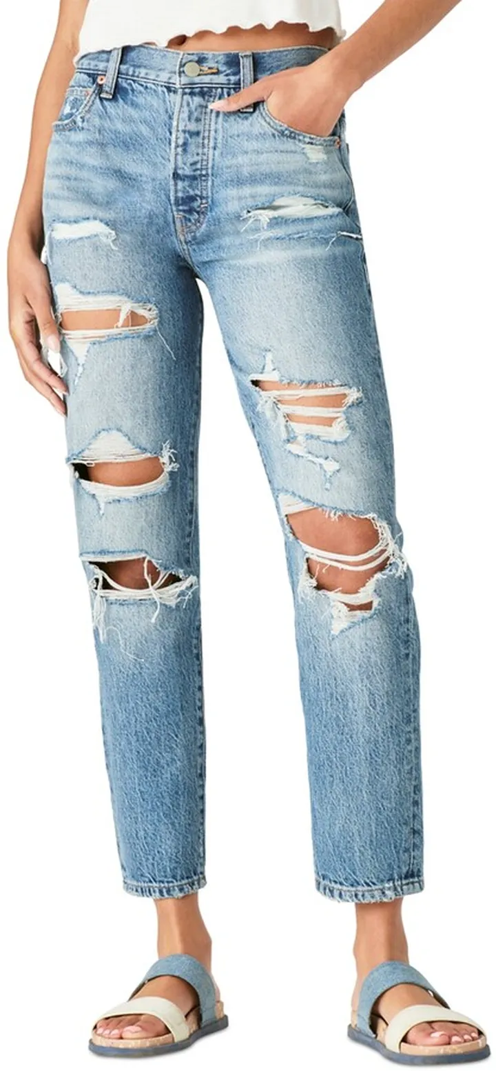 Lucky Brand Drew High-Rise Ripped Mom Jeans
