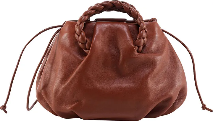 Shoulder bag with double leather handle