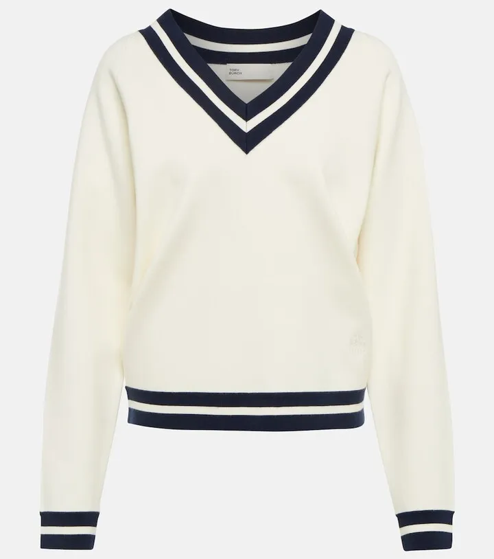 V-neck wool-blend sweater
