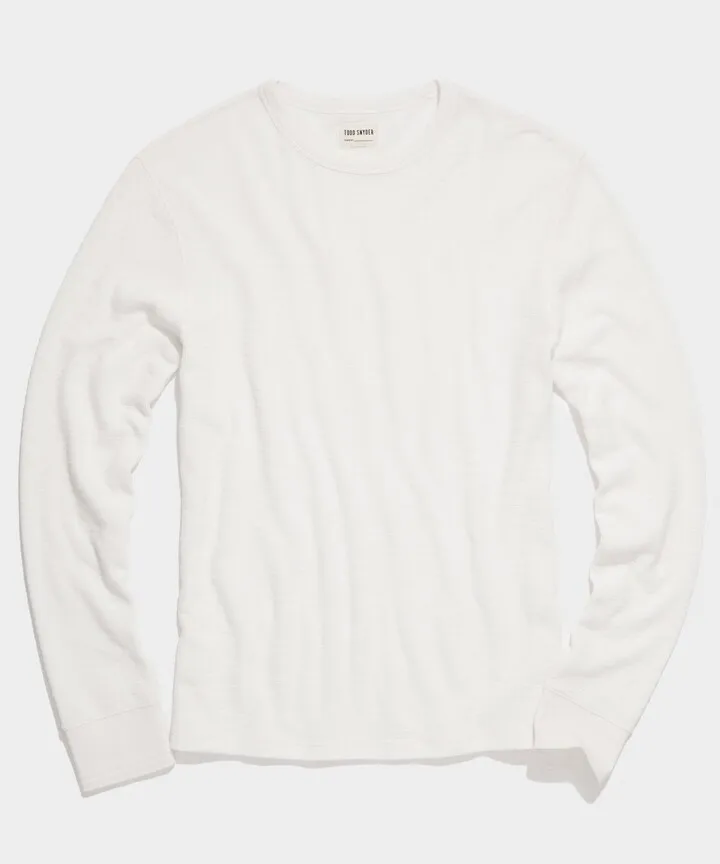 Lightweight Mini Waffle Crew in Antique White