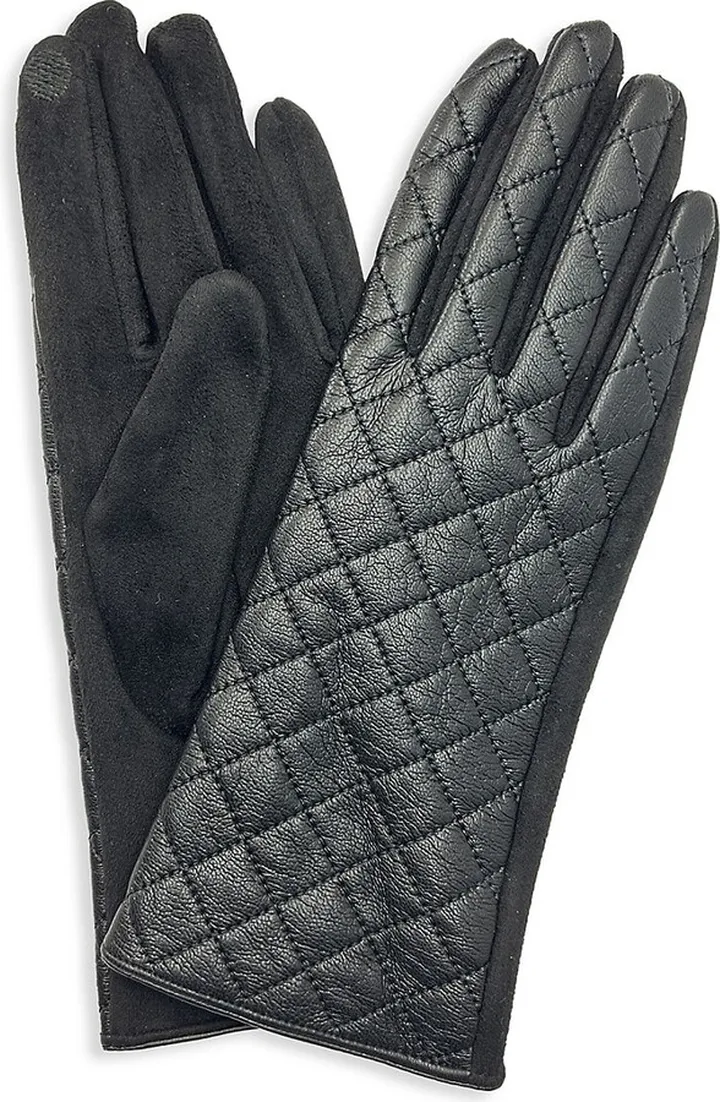 Quilted Vegan Leather Touch Screen Gloves