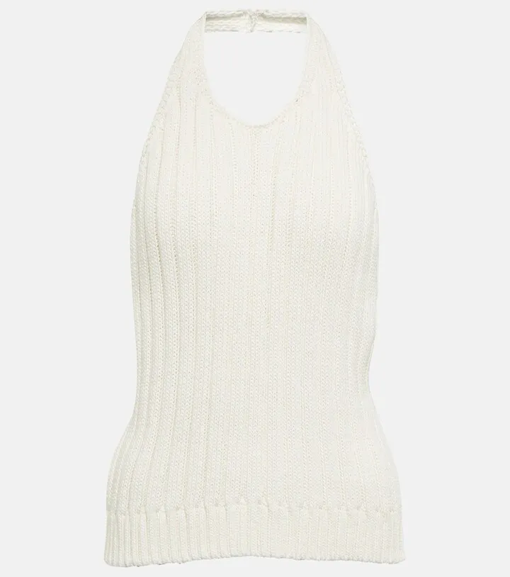 Sesto cotton-blend halterneck top