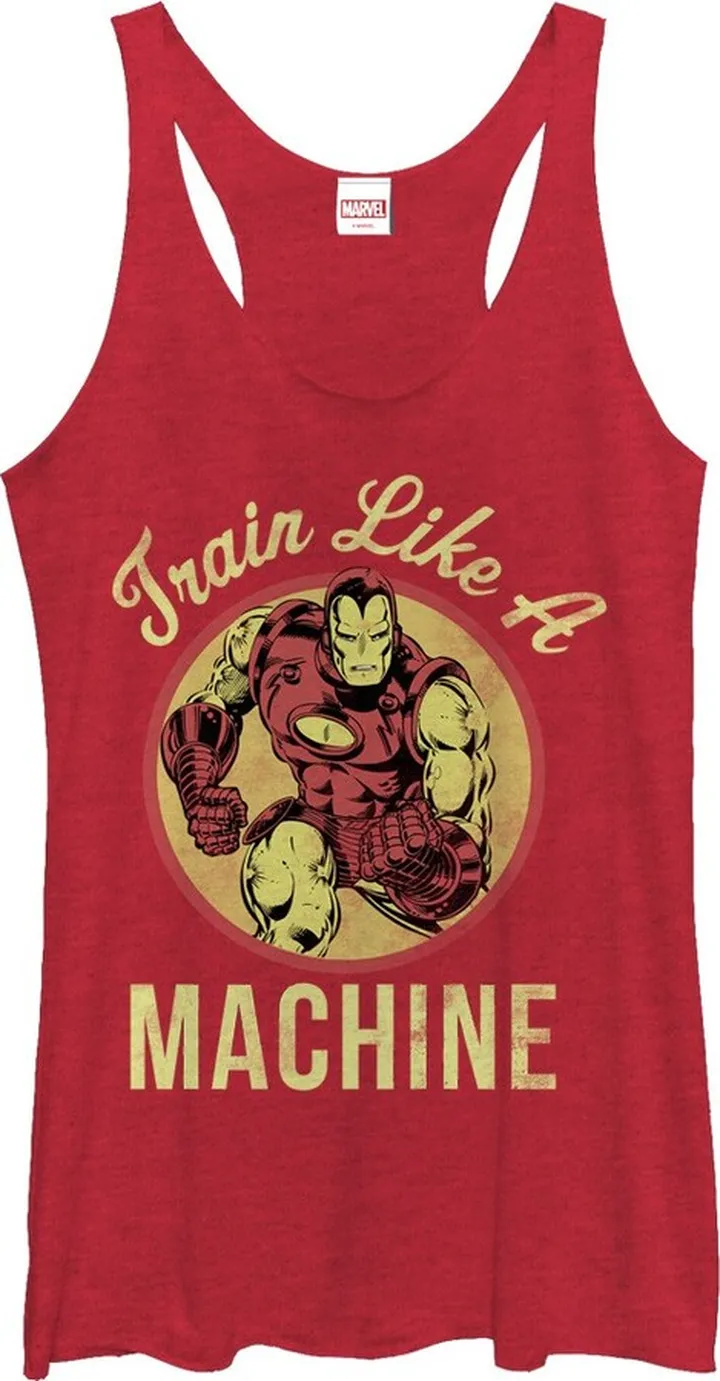 Women's Marvel Iron Man Train Like a Machine Racerback Tank Top - Red Heather - Medium