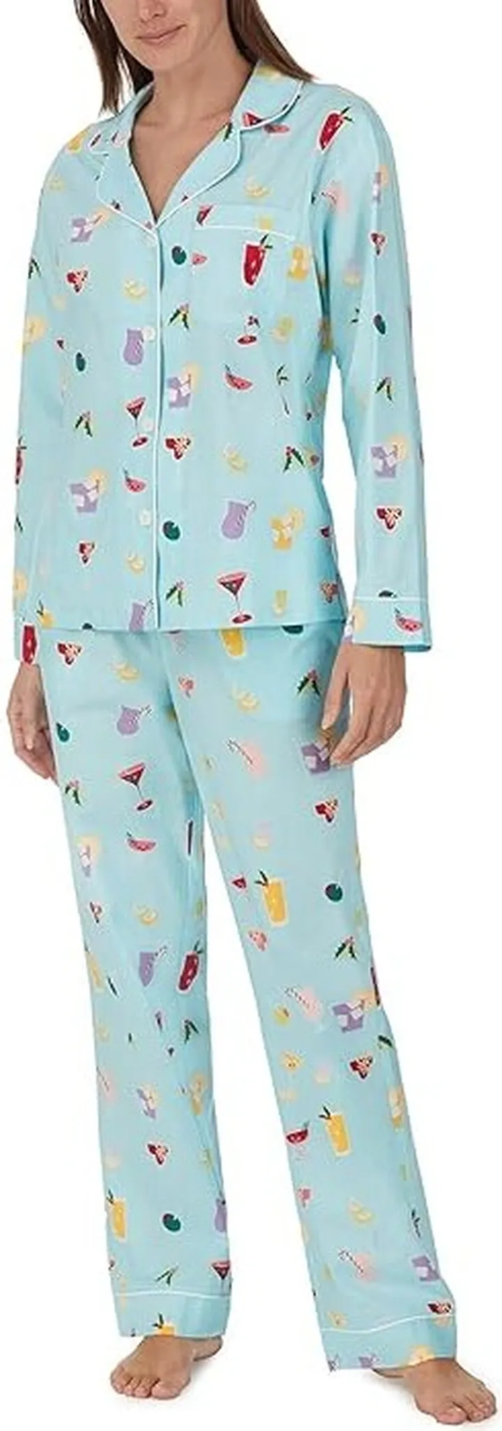 Bedhead PJs Classic Woven Long Sleeve Pajama Set (Festive Drinks) Women's Pajama Sets