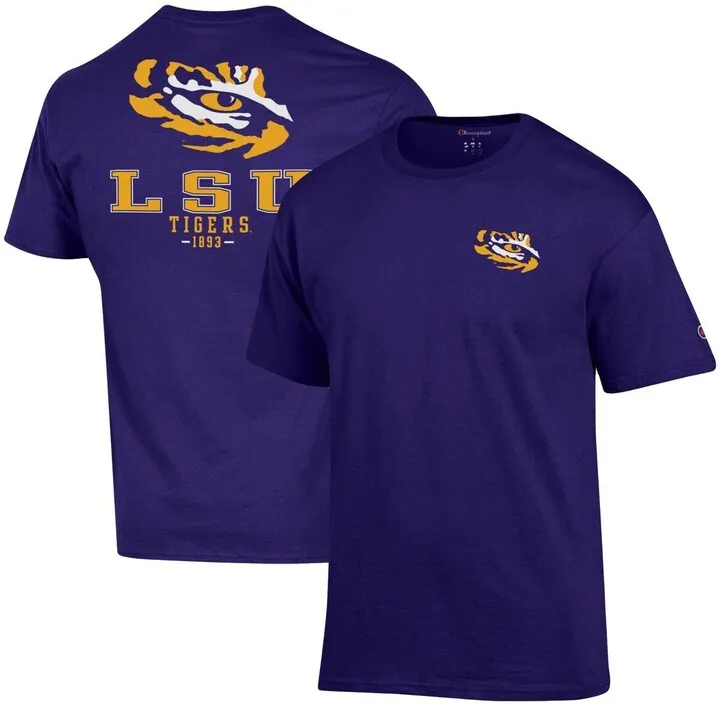 Men's Champion Purple Lsu Tigers Stack 2-Hit T-shirt
