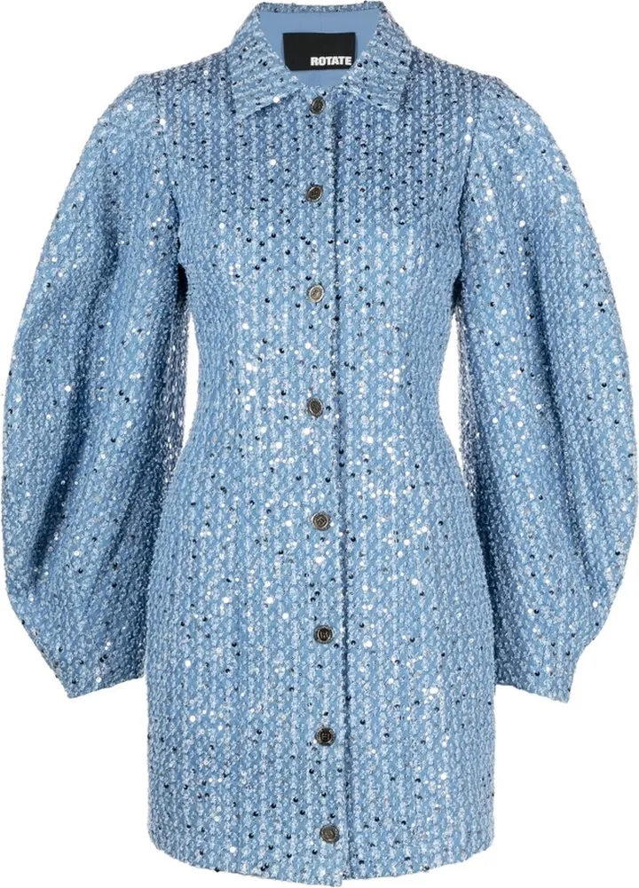Sequin-Embellished Denim Minidress
