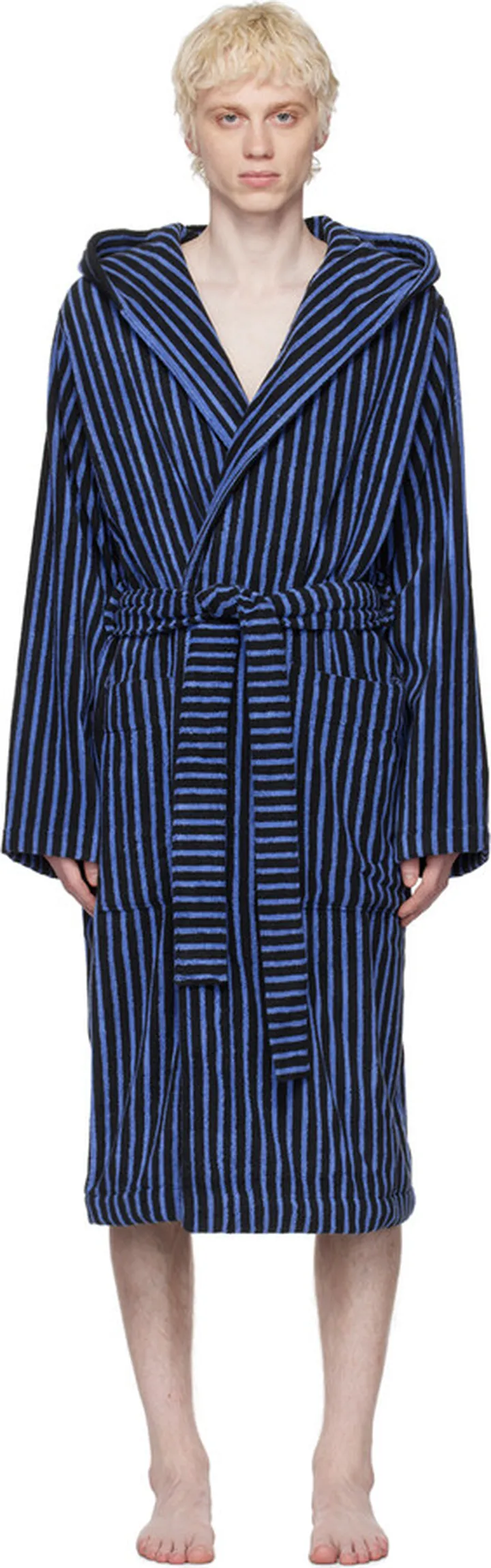 Tekla Black & Blue Hooded Bathrobe