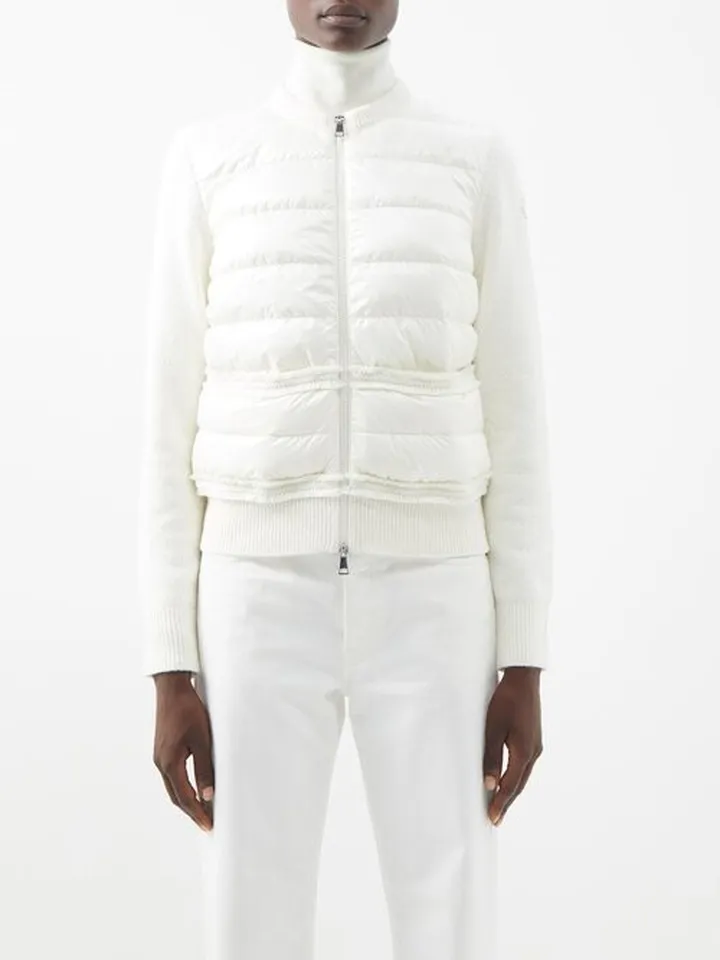 Knitted-sleeve Quilted Down Jacket