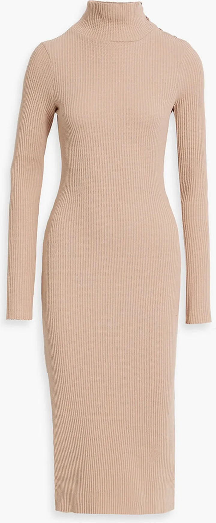 Waffle-knit cotton-blend midi dress