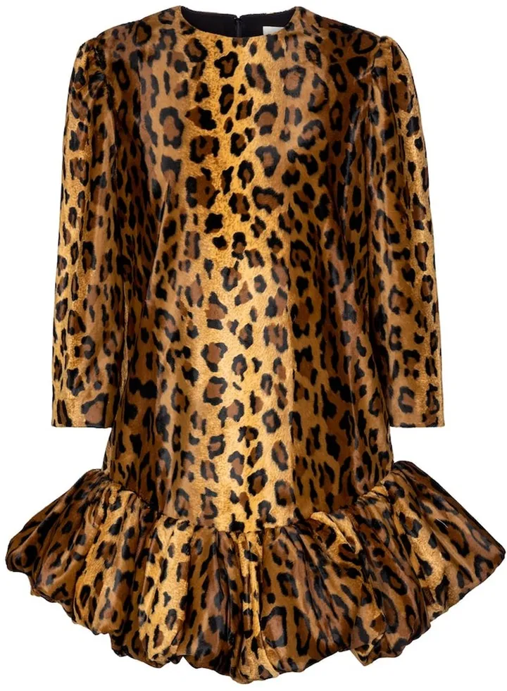 Lorie cheetah-print velvet minidress