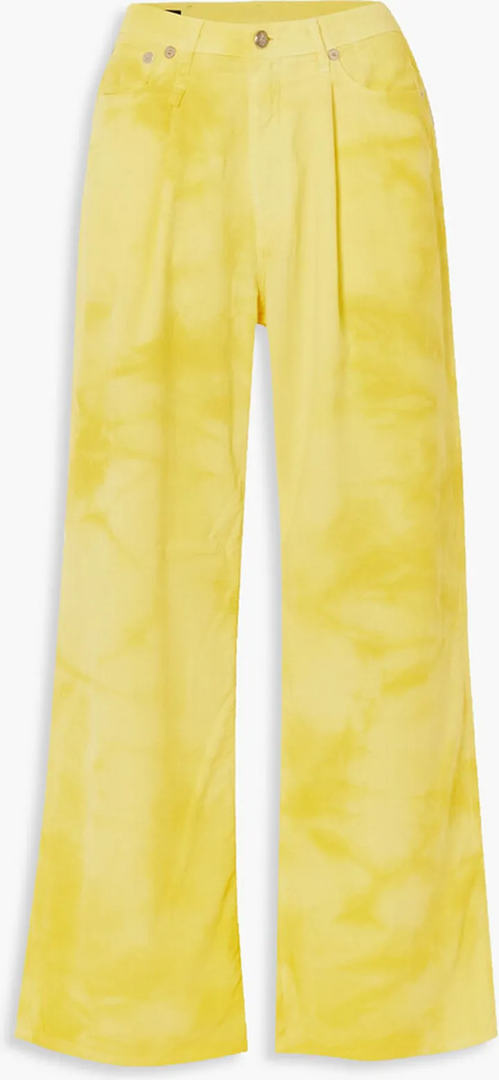 Damon tie-dyed cotton-corduroy wide-leg pants