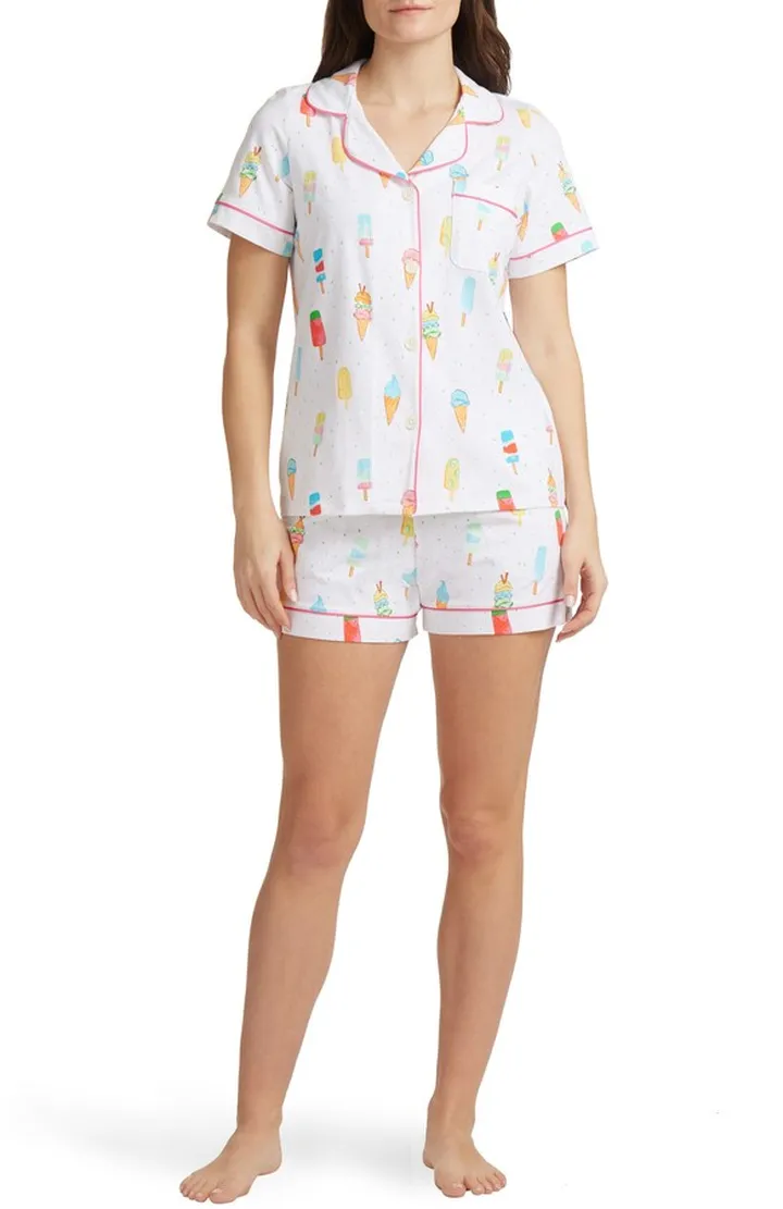 Print Stretch Organic Cotton Short Pajamas