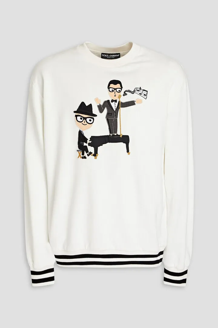 Appliquéd French cotton-terry sweatshirt