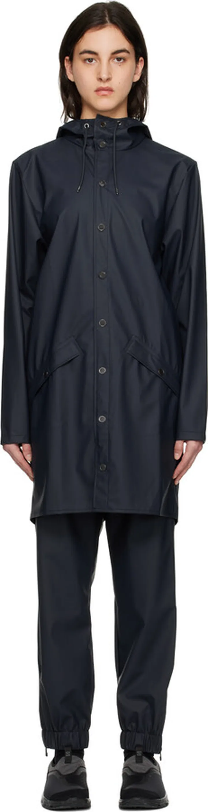 RAINS Navy Long Coat