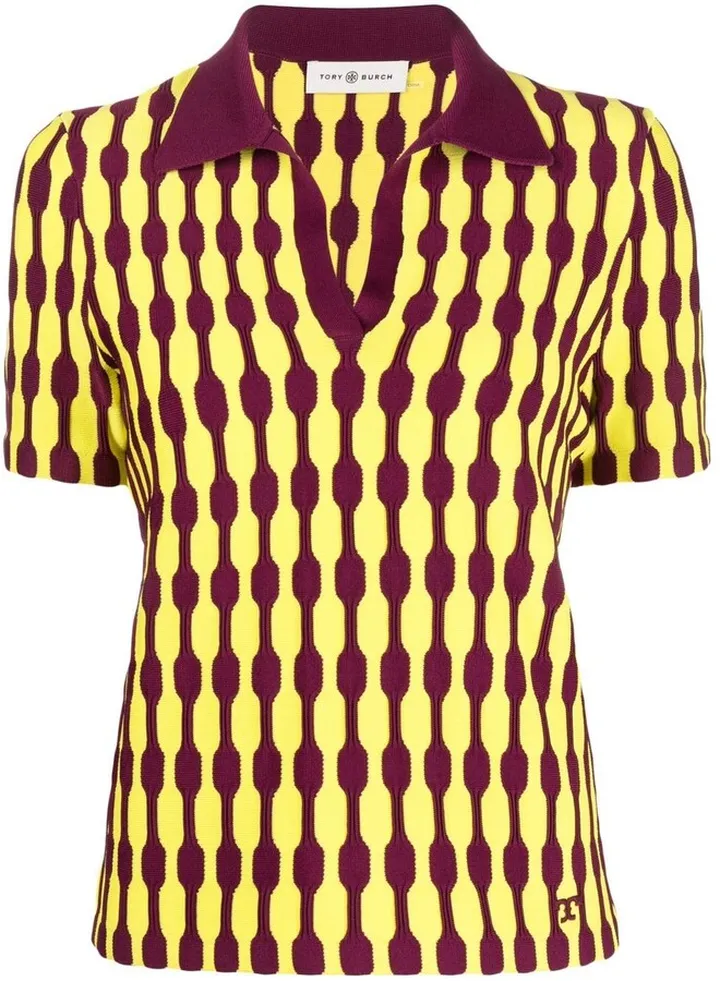 Geometric-Print Short-Sleeved Polo Shirt