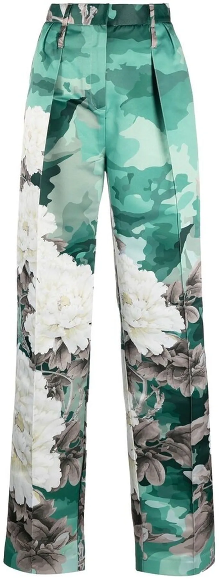 Floral-Print High-Waist Trousers