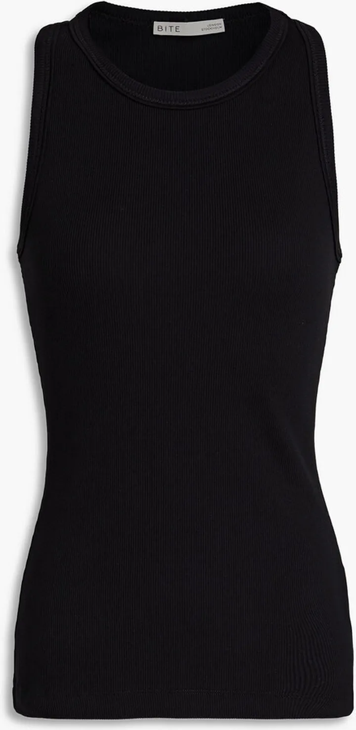 Ribbed stretch-cotton jersey tank